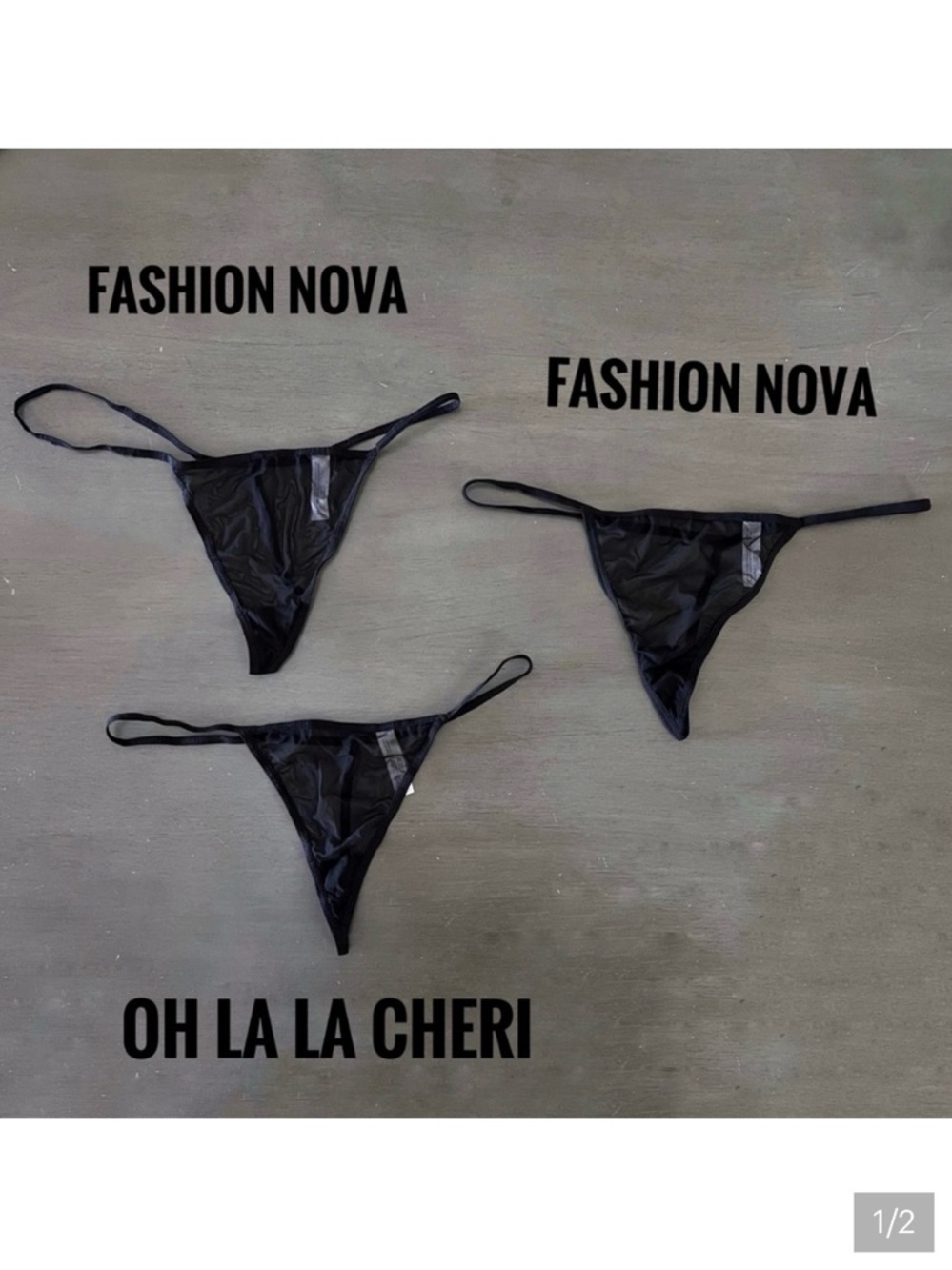NEW Fashion Nova Black oh la la cheri Lace G-string Panties 1X Set 3 Underwear
